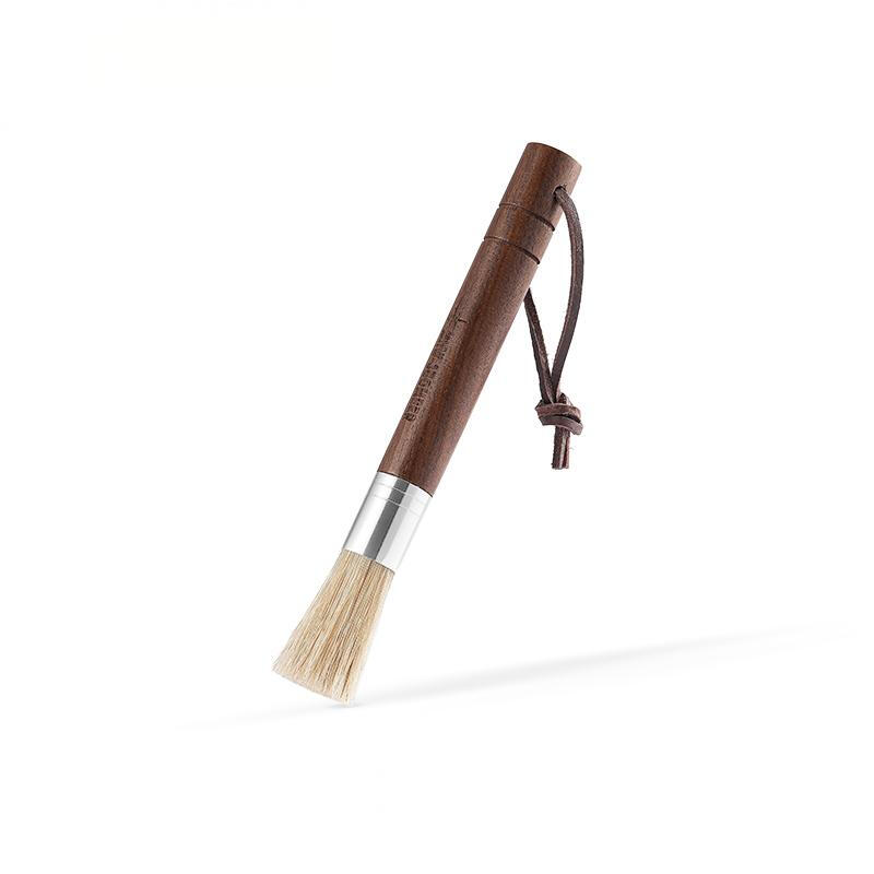 Wings Walnut Wood Coffee Brush with White Bristles，Dust Cleaner Tool Coffee Cleaning