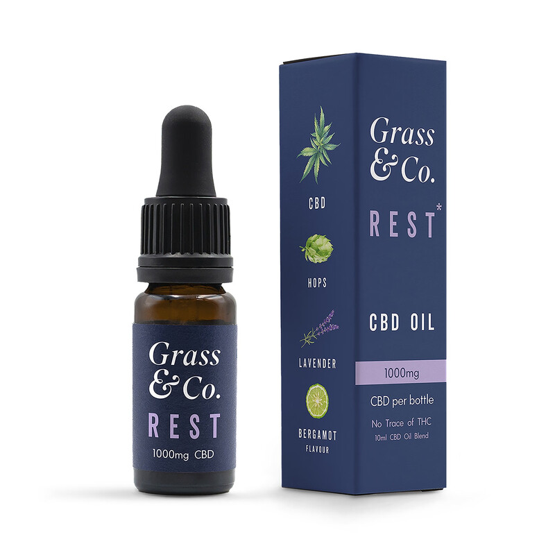 REST 1000mg CBD Oil with Bergamot Lavender Hops & B Vitamins for Sleep Support Relaxa