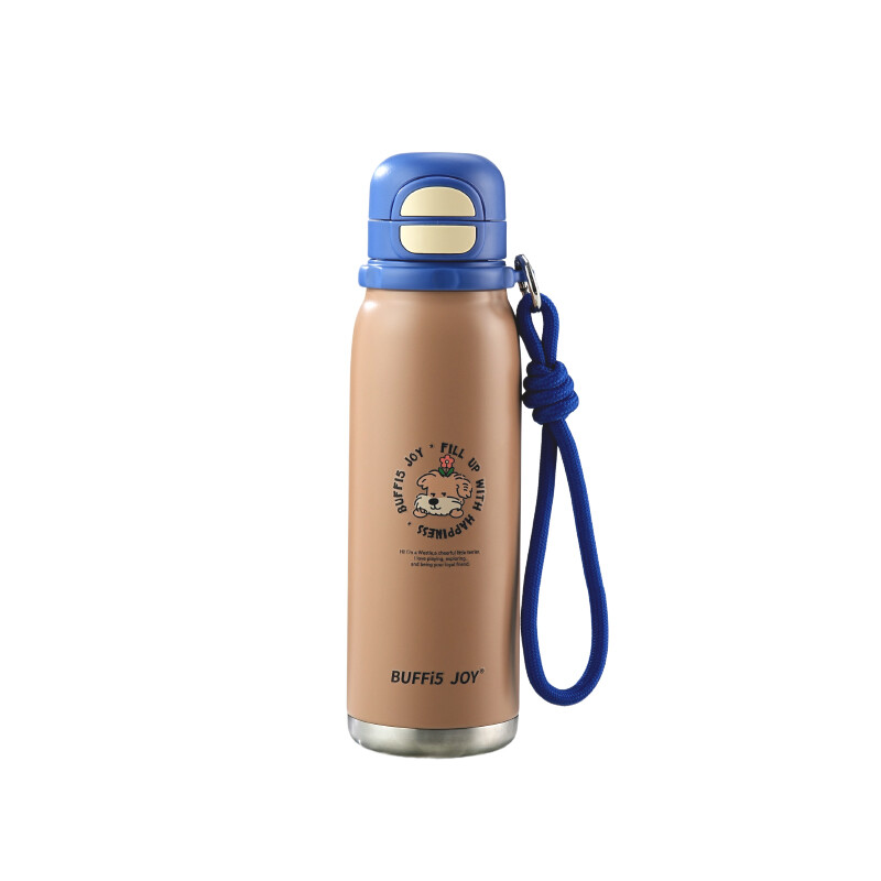 BUFFi5 JOY Isolier-Trinkbecher mit Doppel-Gummideckel, blau, 600 ml