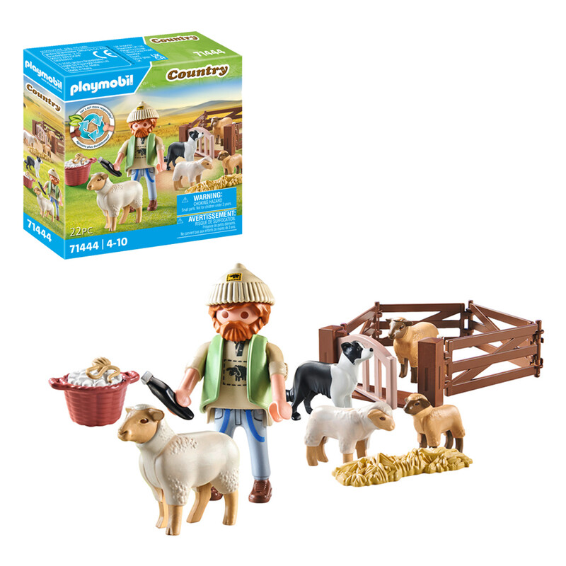 71444 Country Young Shepherd with Flock of Sheep