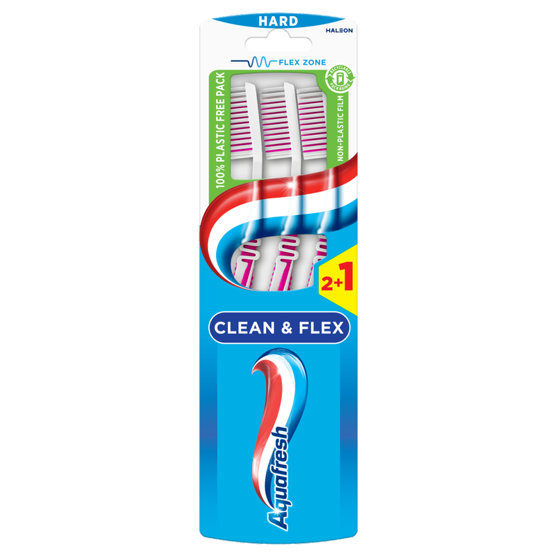 Aquafresh Clean & Flex Hard tandenborstels, 2+1 gratis