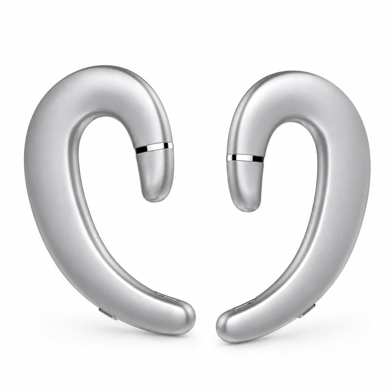 VoxorAI C6 Silver Dual-Ear Hook Earphones Bluetooth Bone Conduction Headphones Sports Headphones New Hot Selling Model