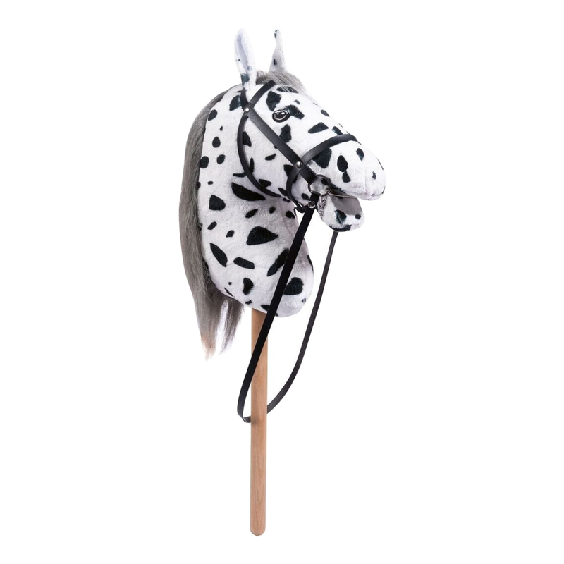HKM Steckenpferd Maya – Steckenpferd braun, abnehmbares Zaumzeug & lange Mähne, 40 cm Holzstab – für Steckenpferd-Dressur & Parcours