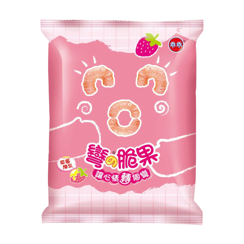 Kuai Kuai Light Corn Snack Strawberry Condensed Milk Flavour ，With Sweeteners 52G
