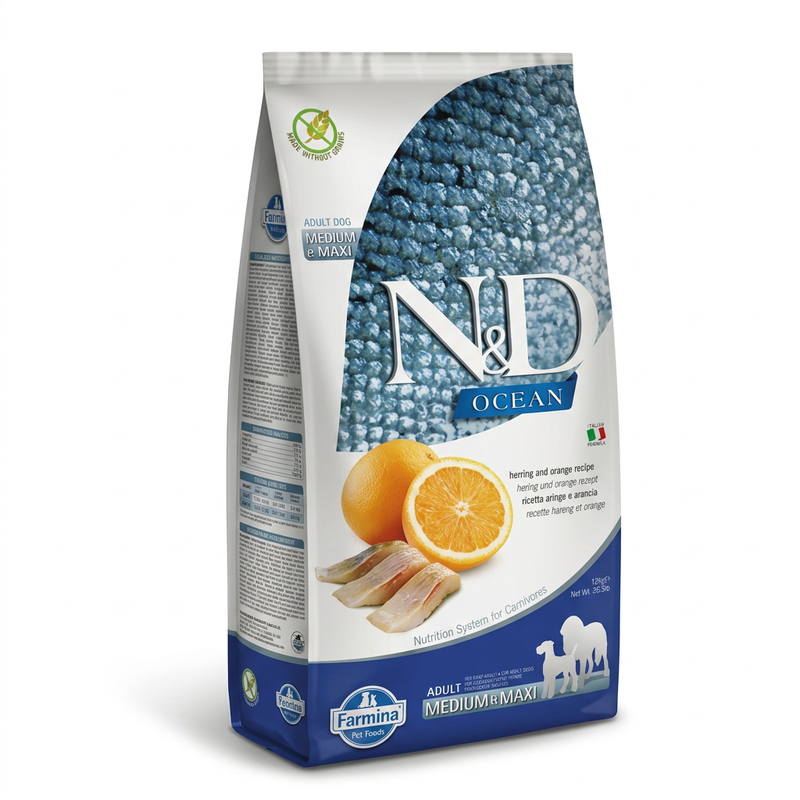 Farmina N&D Ocean Hering & Orange Geschmack Adult Hundefutter (Mittelgroß/Groß) 12 kg