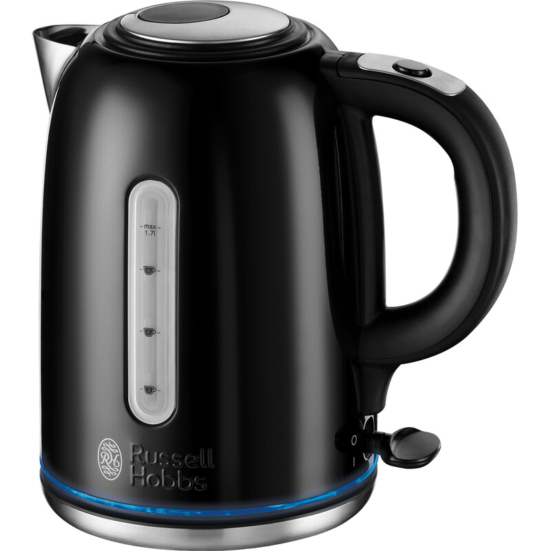 Russell Hobbs Black Classics Quiet Boil Kettle, Rapid Boil, 1.7L, - 20462