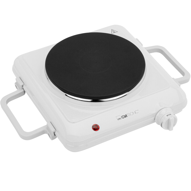 Clatronic® Kochplatte für Camping, Küche oder Büro | Kochplatte 1er: Ø ca. 180 mm | Herdplatte mit stufenlos regelbarem Thermostat & Kontrollleuchte | hitzebeständige Lackierung | 1500W | EKP 3582