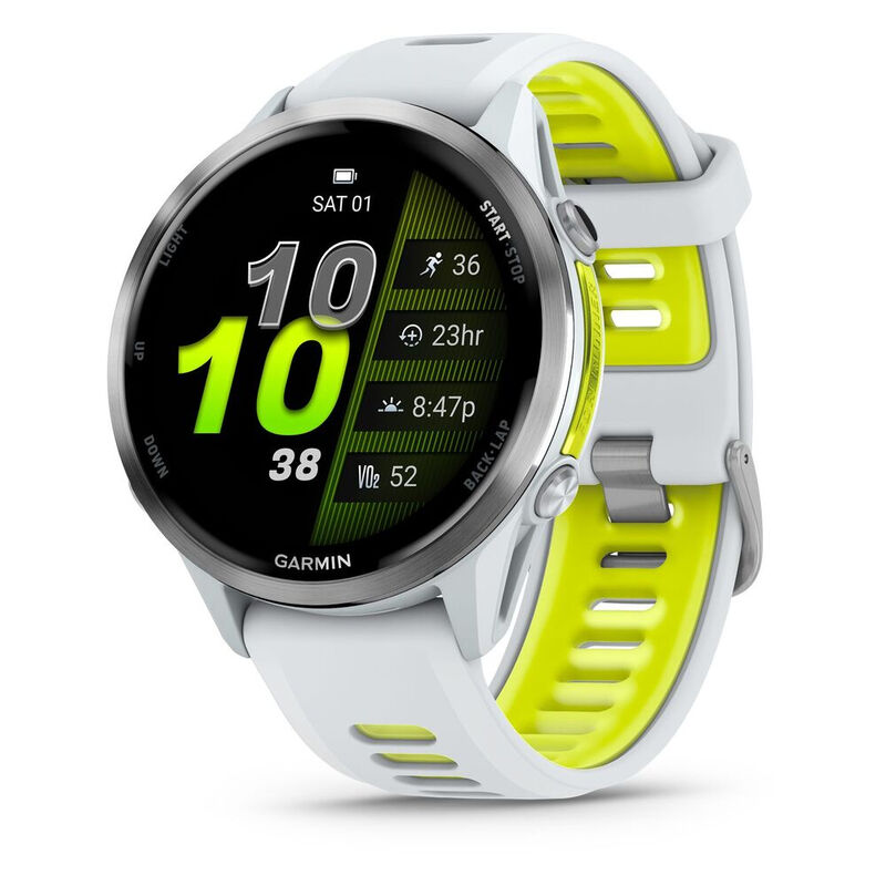GARMIN Forerunner 970 - Boîtier Whitestone - Montre connectée de course premium avec écran AMOLED et lampe de poche LED intégrée
