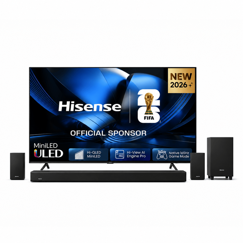 【Limitiertes Bundle | Soundbar 50% günstiger】Hisense 100U7DSE 100" ULED Mini-LED 4K Smart TV 165Hz + AX512H 5.1.2 Dolby Atmos Soundbar