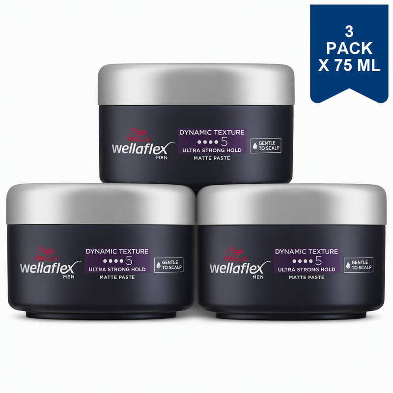 WELLA Wellaflex Men Dynamic Texture Matte Paste - 75 ml (3-Pack)