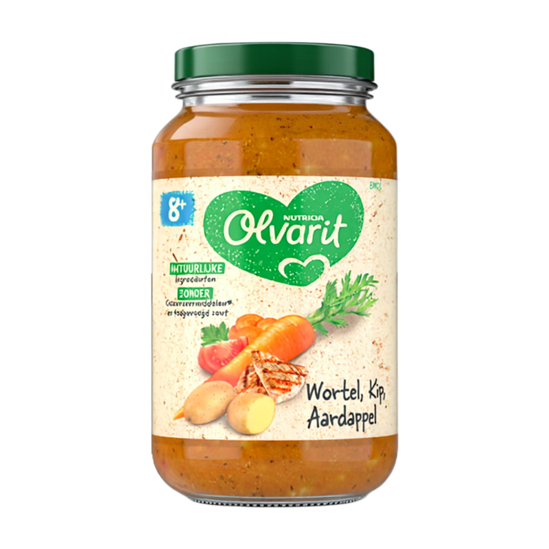 OLVARIT Maaltijd 8maanden+ Wortel Kip Aardappel 200gr