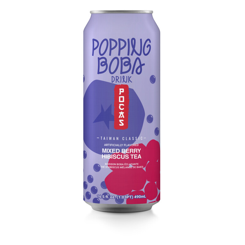 POPPING BOBA MIXED BERRY HIBISCUS TEA DRINK 490ml