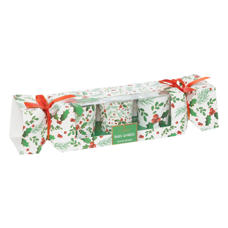 Ensemble de bougies parfumées Feeric Holly, 3 pièces, 45g, pots en verre imprimés