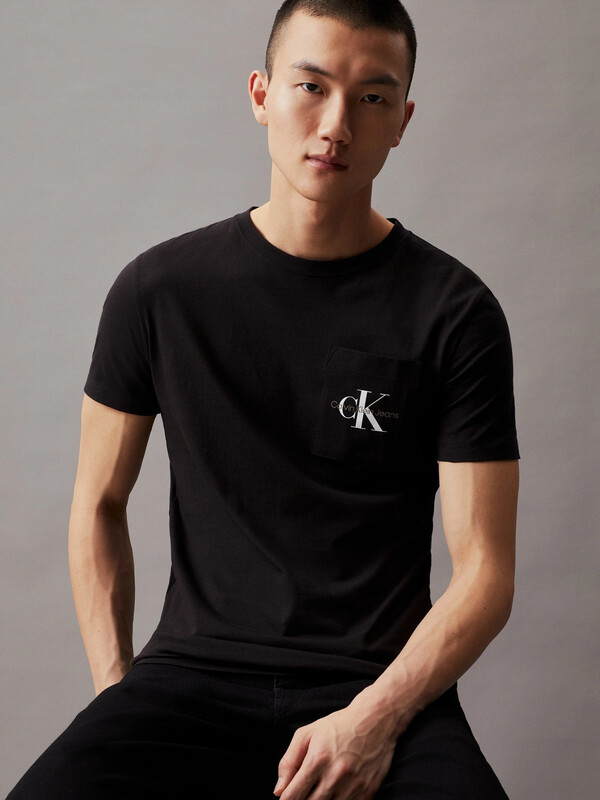 Calvin Klein Core Monologo slim-fit T-shirt met borstzakje CK Black heren XL