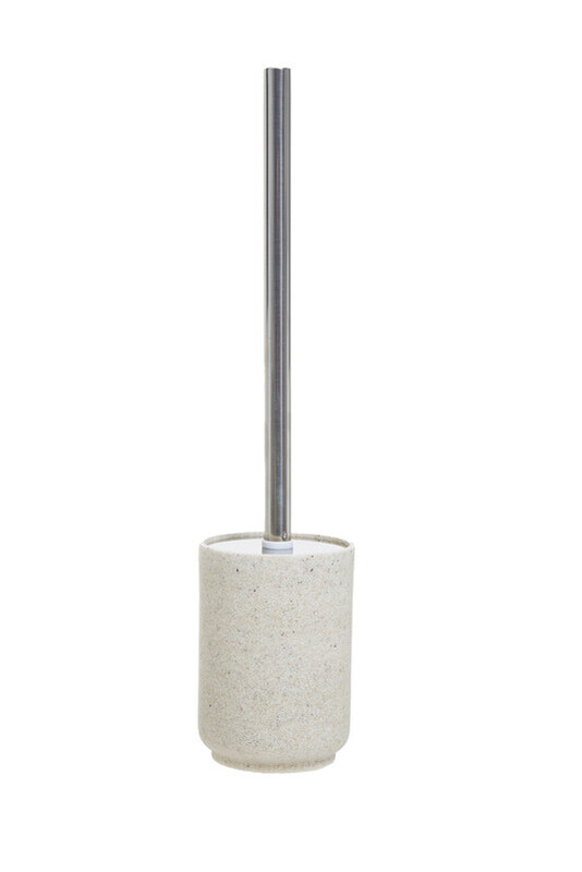 Maison By Premier White Natural Toilet Brush, Speckled Polyresin Loo Brush With Stainless Steel Handle, Stone-Effect Toilet Brush