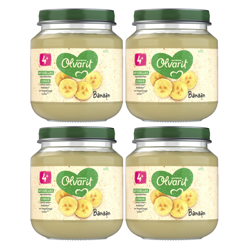 Olvarit Purée de fruits à la banane 4M+ 125 g * 4
