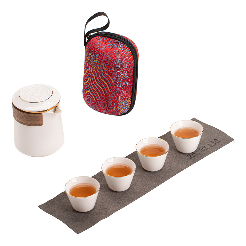 Su's Ceramic Gouden Lamsvet Jadegroen Porselein Reis Theepot & Kopjes Set
