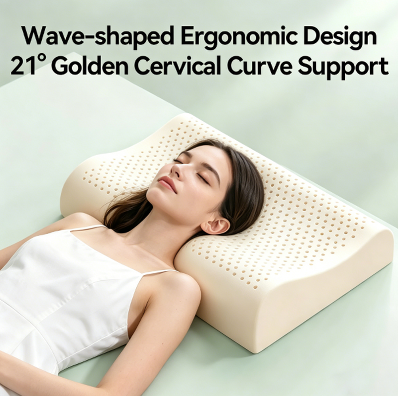 Lebonsoir Latex Pillow (Dream Wave) - Neck and Shoulder Pain Relief, Ergonomic Design, Bedroom, Sleep Comfort - 60*40*10/12 cm, 93% Latex‑Made with Natural Latex Liquid from Thailand