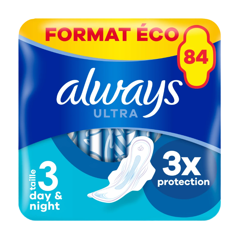 Always Ultra serviettes hygiéniques jour et nuit éco 84 unités