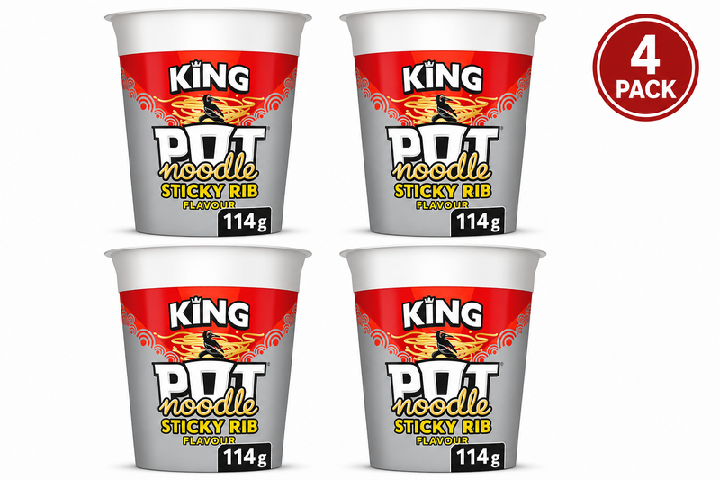 Pot Noodle Sticky Rib King Pot 114g (4 Packs)
