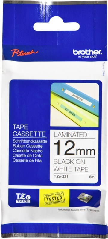 Brother TZE-231 labelprinter-tape zwart op wit