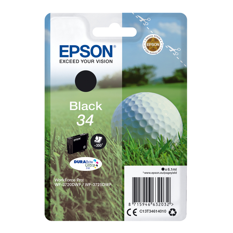 Epson golfbal enkelverpakking zwart 34 DURABrite Ultra inkt