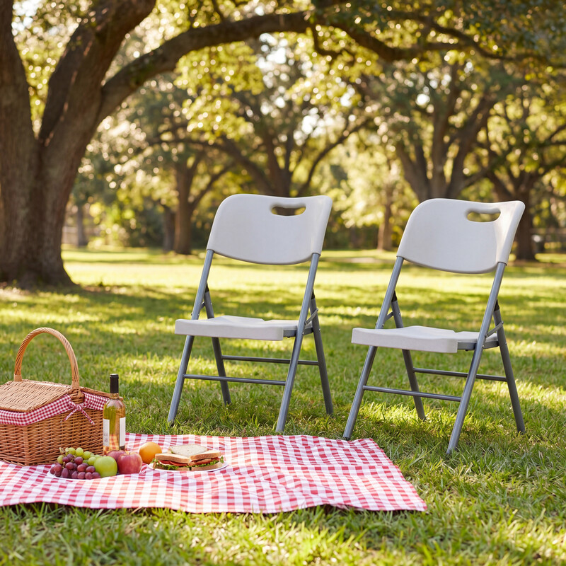 Home Vida Folding Chairs White Set of 2
