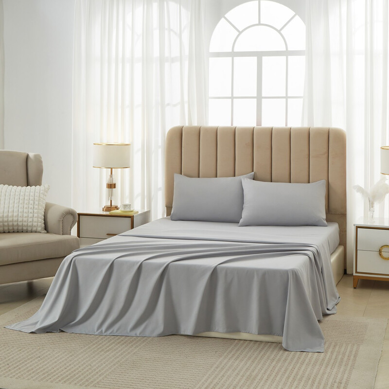 Meeallhome Bettlaken & Spannbettlaken Set 90 × 200+30, 140 × 200, 50 × 70 × 2 Grau