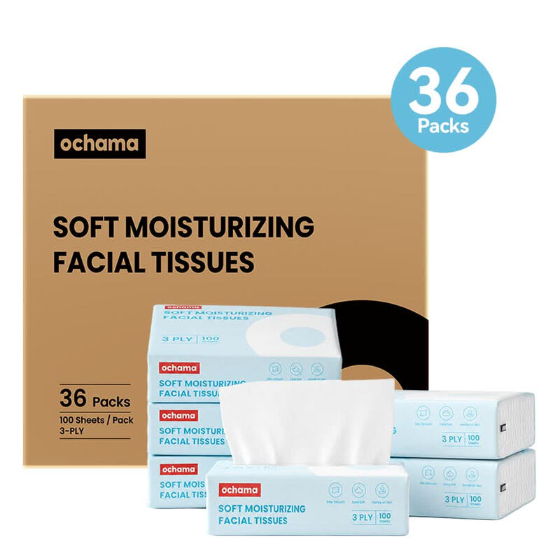 ochama Soft Moisturizing Facial Tissues, 3600 Sheets (100 Sheets × 36 Packs), 3‑Ply Moisturizing Tissue, 30% Cream Content, Suitable For Sensitive Skin, Jumbo Bulk Pack