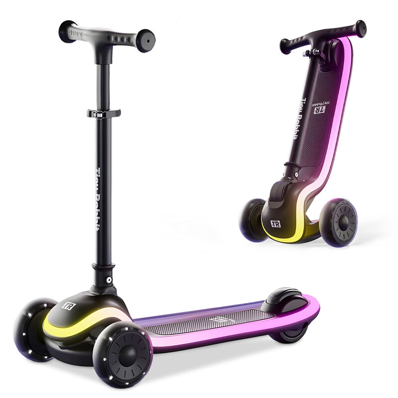 Kids Scooter, 2 in 1 Kick Toddler Scooter with LED Light-Up Wheels and Extra Wide Dec