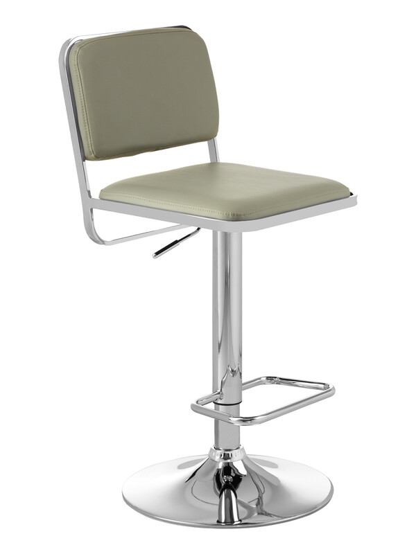 Bar Stool Adjustable Stockholm Faux Leather Beige/Chrome