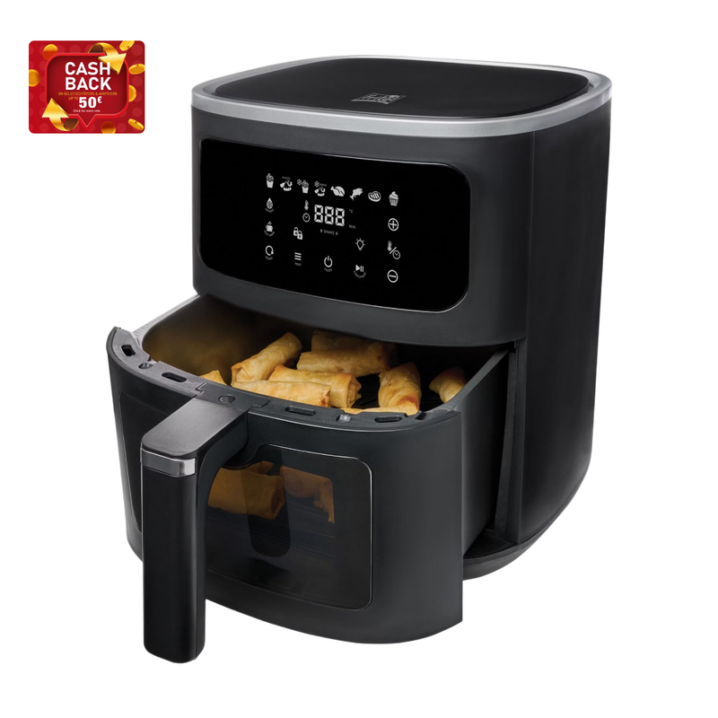 Fritel Airfryer SnackTastic® 7520 - Heteluchtfriteuse - 6 L - 1500 W - 8 programma’s - Voor 2 tot 6 personen - Touchscreen - Verlicht kijkvenster - PFAS-vrij