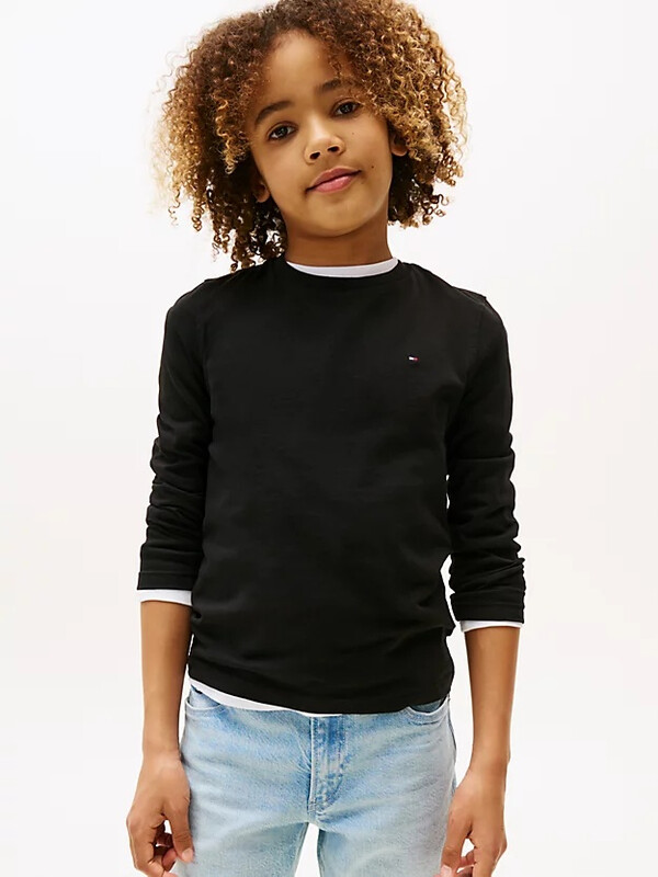 Tommy Hilfiger jongens basic kraagloos gebreide lange mouw meteorite 92