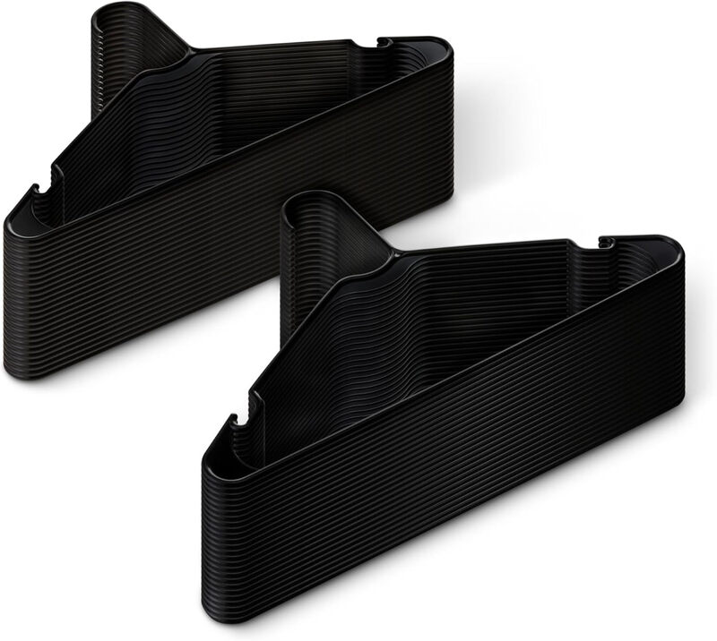 Plastic Clothes Hangers, Adult Size, Black, Pack of 50