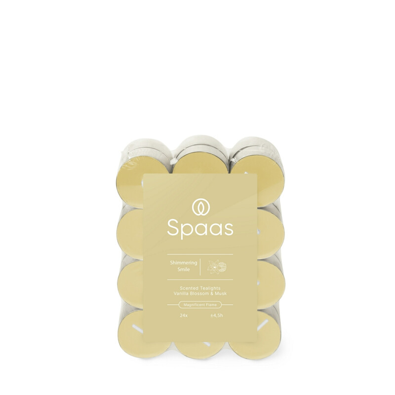 Tealights Shimmering Smile 4.5h Burn Time Yellow 24pcs