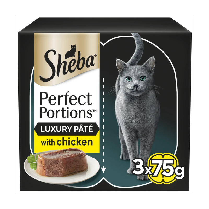 PERFECT PORTIONS Adult Wet Cat Food Chicken Loaf 3 x 75g Tray
