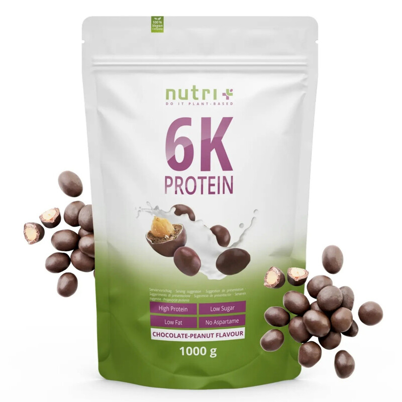 Nutri+ 6K Proteinpulver Vegan 1 kg Schokolade-Erdnuss