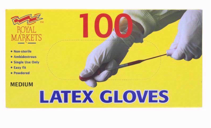 s Medium Latex Gloves, pack of 100