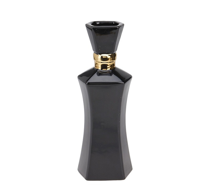 Vase, Schwarz-Gold, 35cm