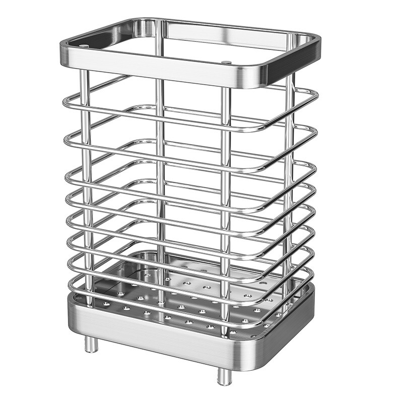 Maxcook Silver 304 Stainless Steel Utensil Holder Drying Rack For Kitchen Counter Ware Cutlery Flatware Holder Forks Knives Spoons Chopsticks Organizer (Silver) Mczw9745