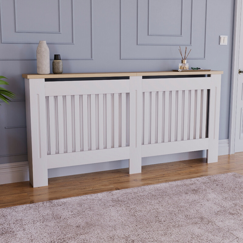 Radiator Cover Arlington White/Oak Effect Extra Large