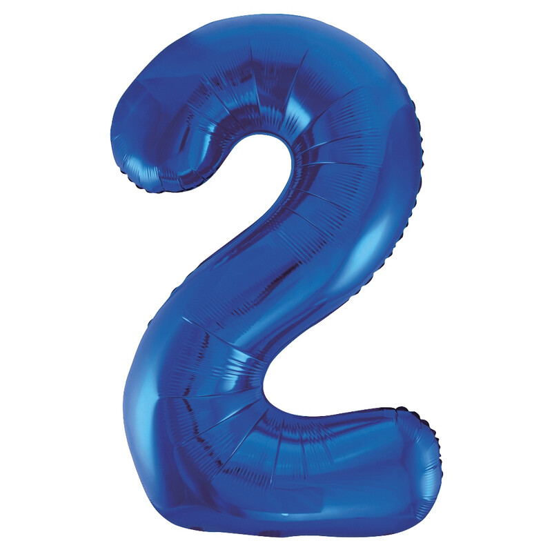 Unique Giant Number 2 Balloon, Blue, 86cm