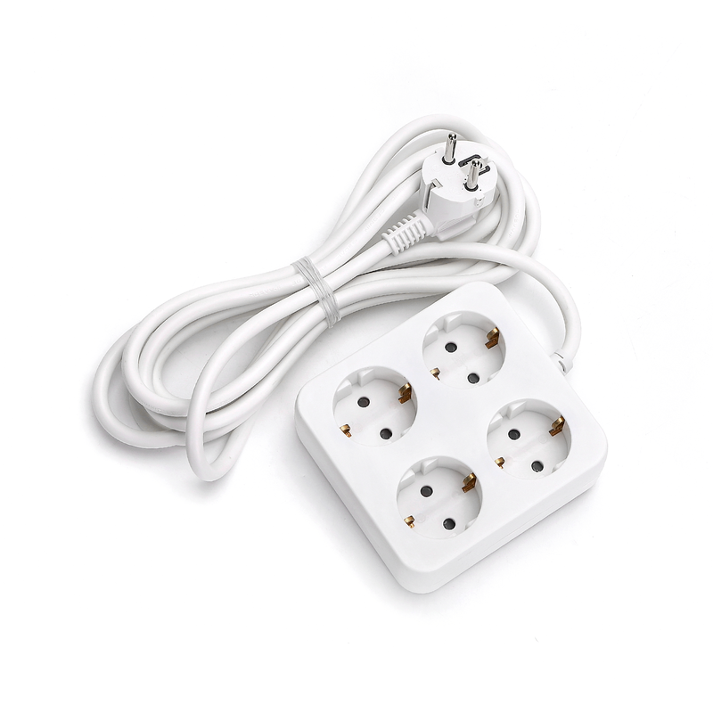 Deutsches 4-fach Steckdosenleiste (ohne Schalter) 3 m 3G1,5 mm² Weiß