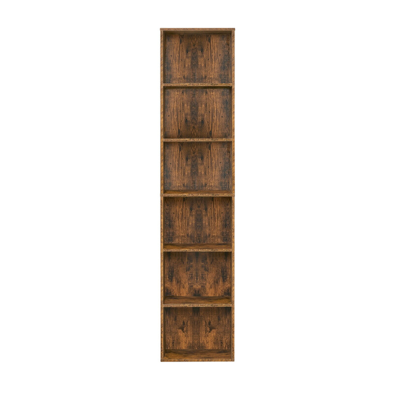 JOYFURNOS Bookshelf with 6 Shelves, Bookcase, for Home Office, Bedroom, Living Room, Study, Rustic Brown