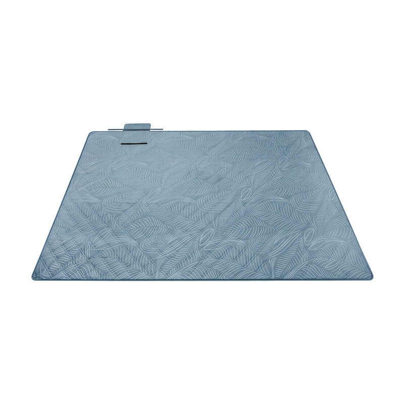 JOYFURNOS Picknickdecke, 200 x 200 cm, mit 4 Erdankern, Campingdecke, wasserdicht, maschinenwaschbar, blau mit tropischem Farn