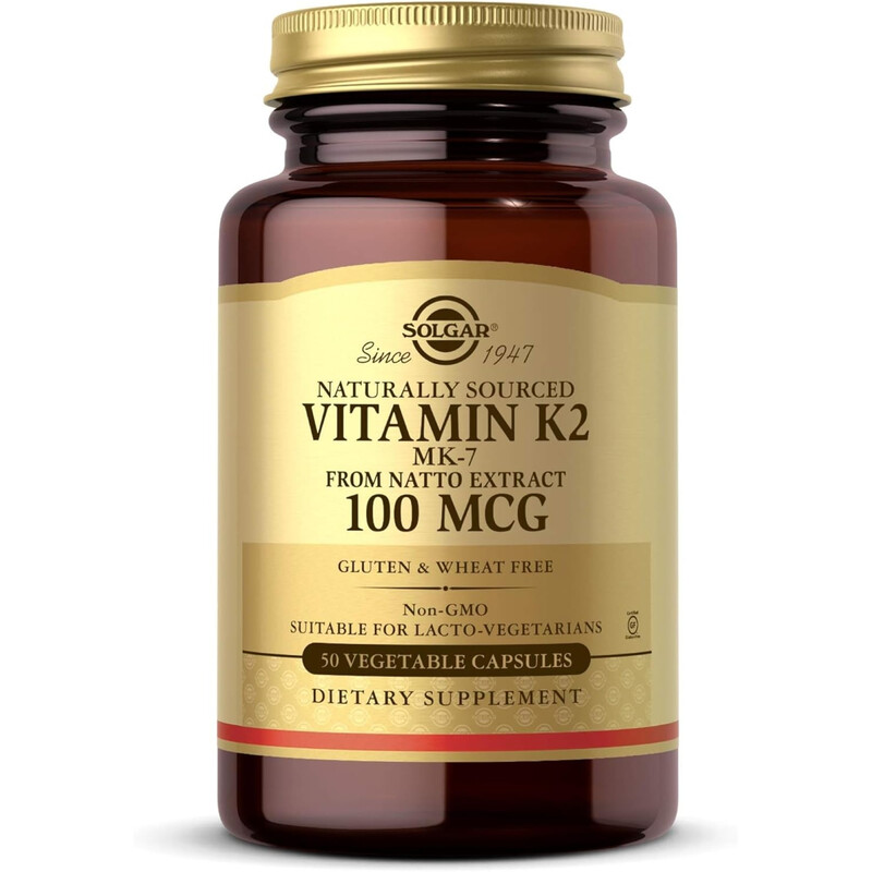 SOLGAR Naturally Sourced Vitamin K2 MK-7 100 Mcg 50 Vegetable Capsules