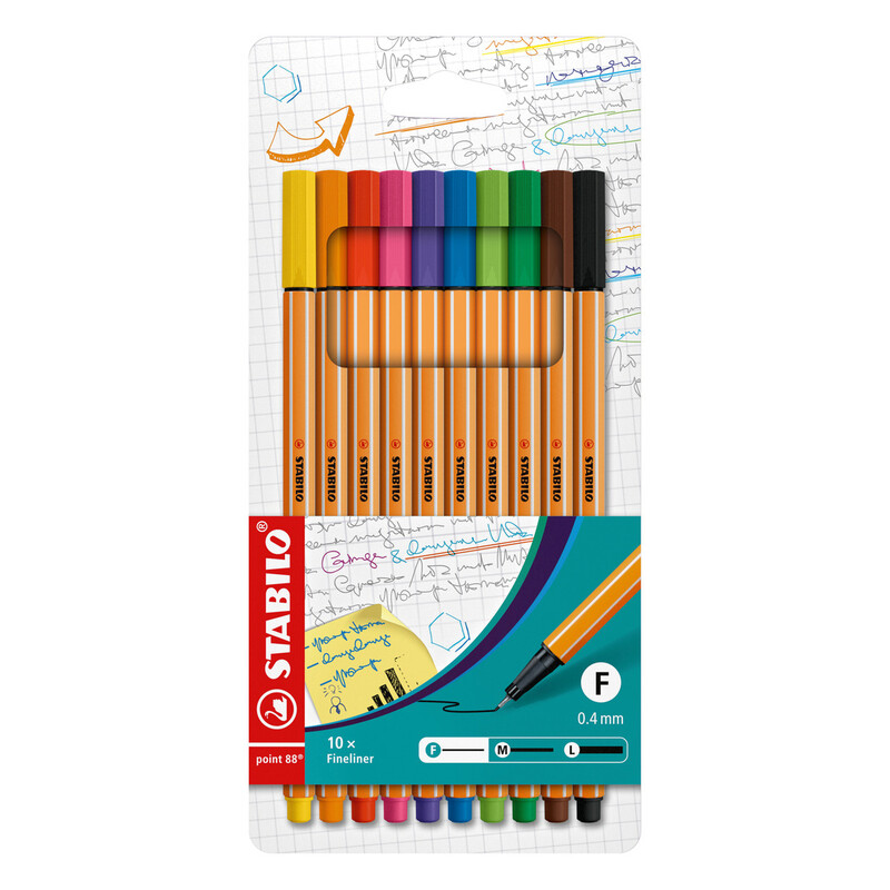 Point 88 - Fineliner - Pack of 10 - Assorted Colours