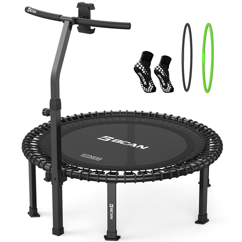 YOSHINO Adult Bungee Rebounder Trampoline - 48" with Handle, 500lb Capacity, Adjustable Tension, Quiet Low-Imp