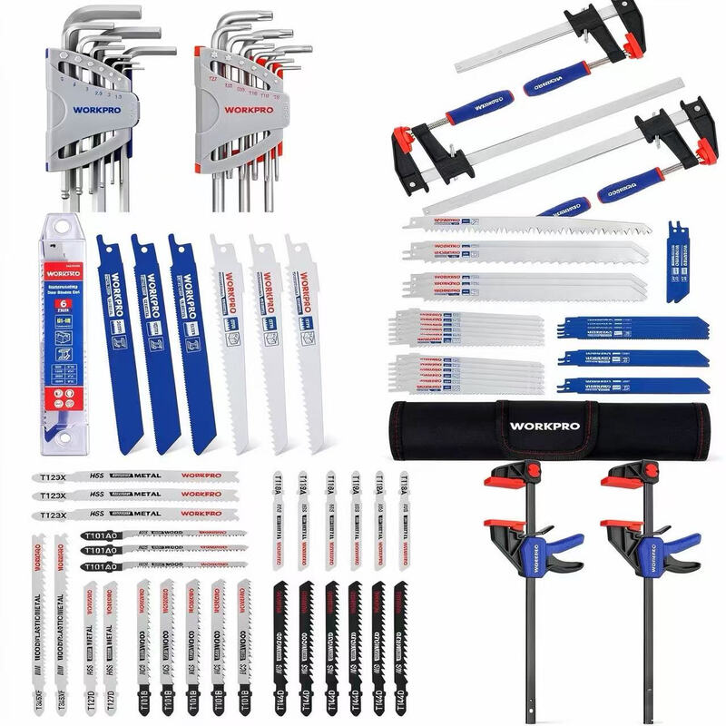 WORKPRO professionelles Holzbearbeitungs-Zwingen- & Hub-/Stichsägeblätter Master-Set