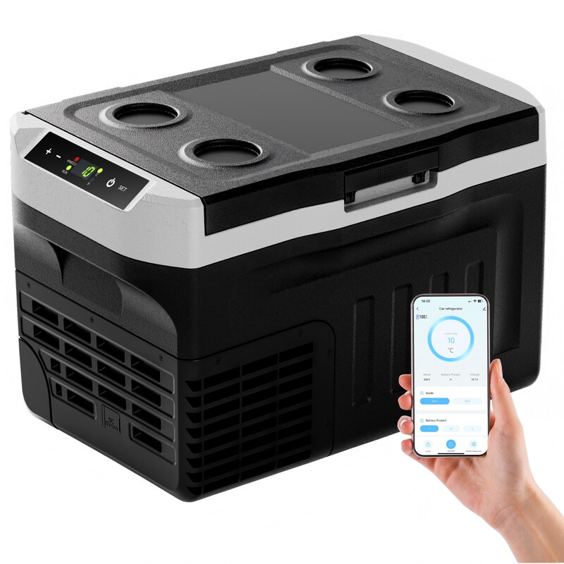 EUHOMY 21L Compressor Cooler Box -20℃~20℃ 12V Car Refrigerator, Portable Freezer 12/24V DC 220-240V AC with APP Control, for Camping, Travel, Truck, Home Use [Energy Class E]